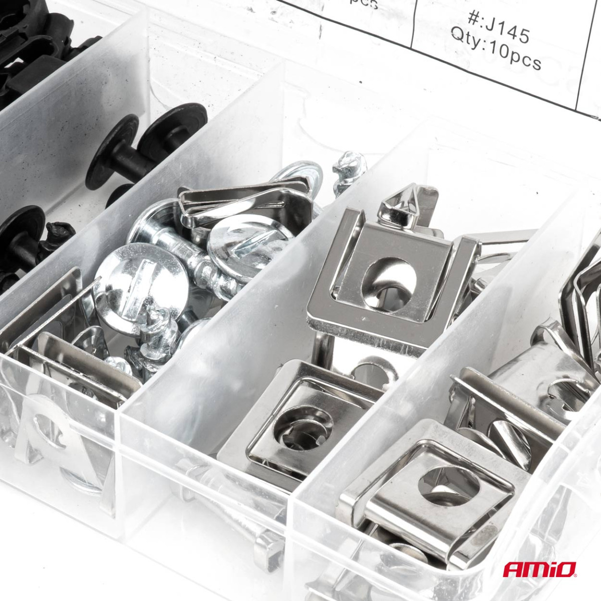 Plastmasas un metāla skrūvju un stiprinājuma klipšu komplekts 16 mm / 22 mm, 60 gab., AMIO-05034