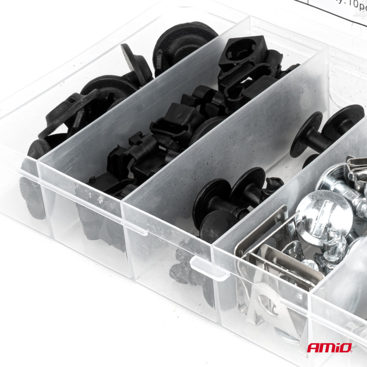 Plastmasas un metāla skrūvju un stiprinājuma klipšu komplekts 16 mm / 22 mm, 60 gab., AMIO-05034