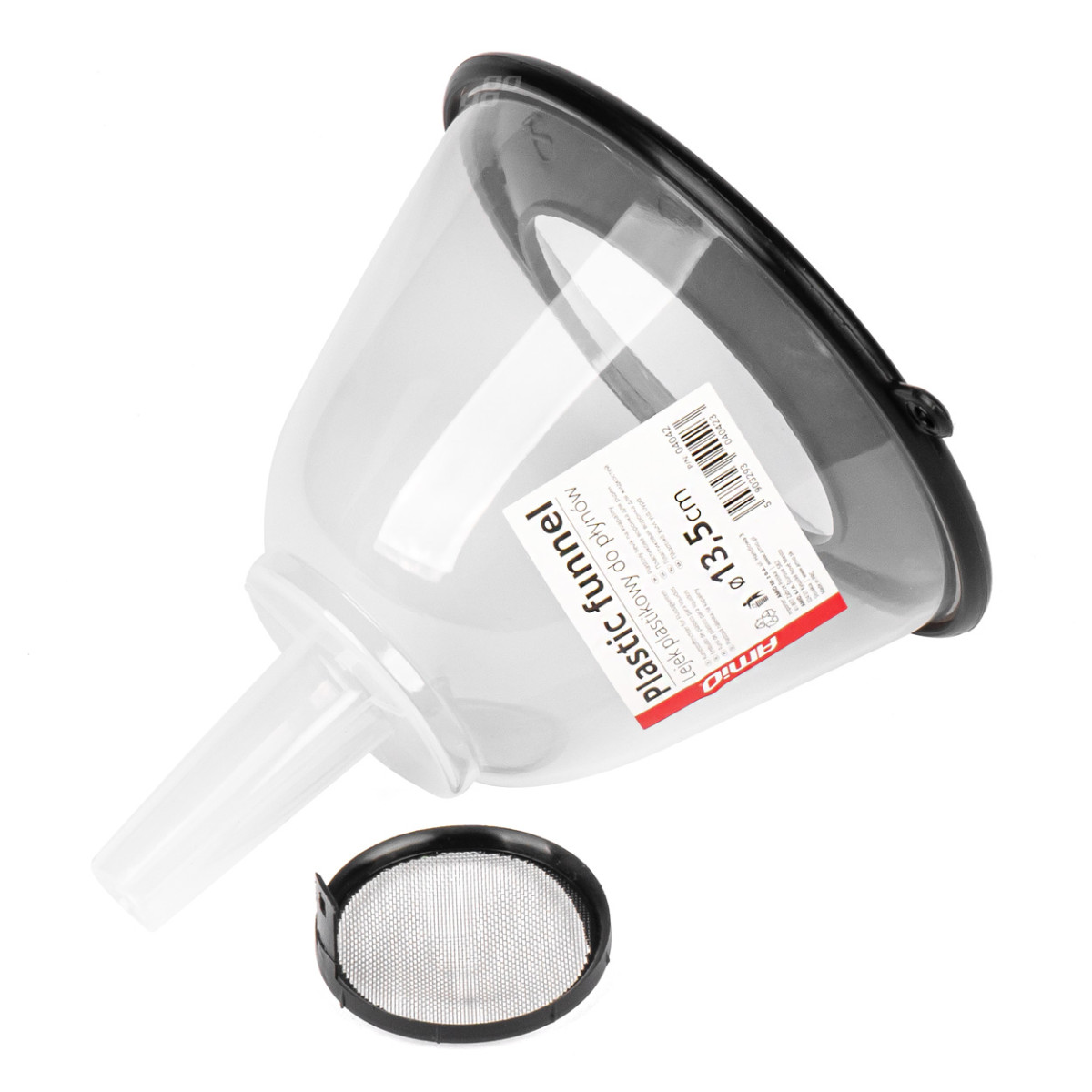 Plastmasas piltuve ar vāku un filtru 13,5 cm, AMIO-04042