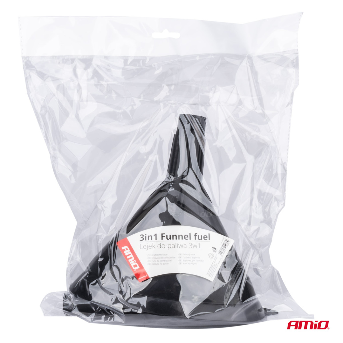 Plastmasas universālā piltuve ar sietiņu, 3 daļas, elipses formas, 14 cm AMIO-04037