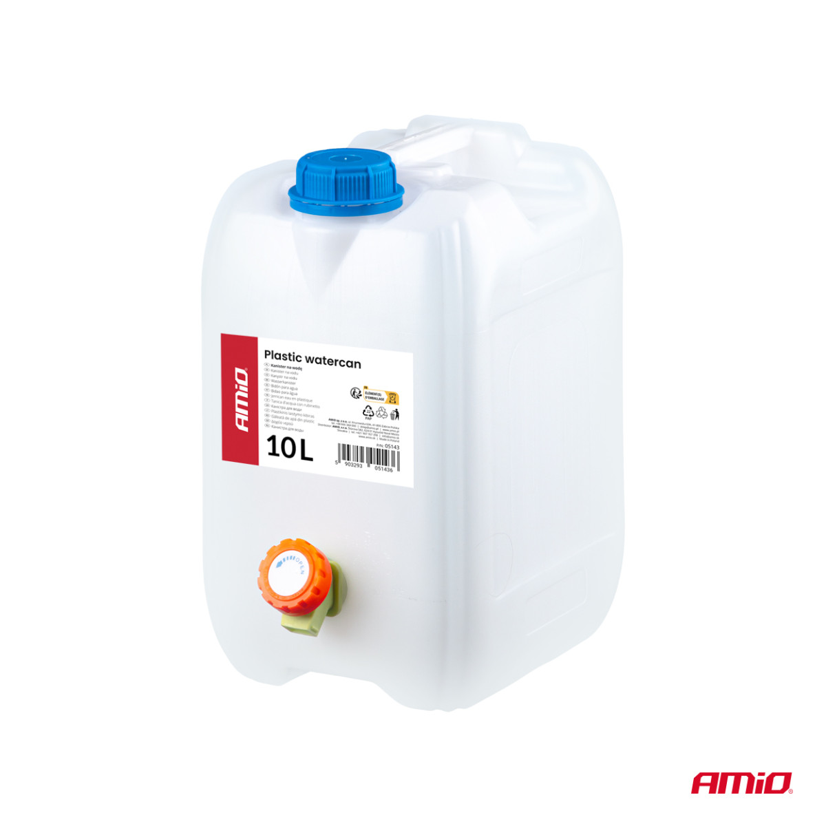 Plastmasas ūdens tvertne ar krānu, 10 l, AMIO-05143