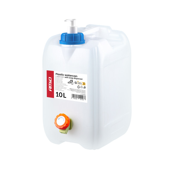 Plastmasas ūdens tvertne ar krānu un ziepju dozatoru, 10 l, AMIO-05146 Plastmasas ūdens tvertne ar krānu un ziepju dozatoru, 10 l, AMIO-05146