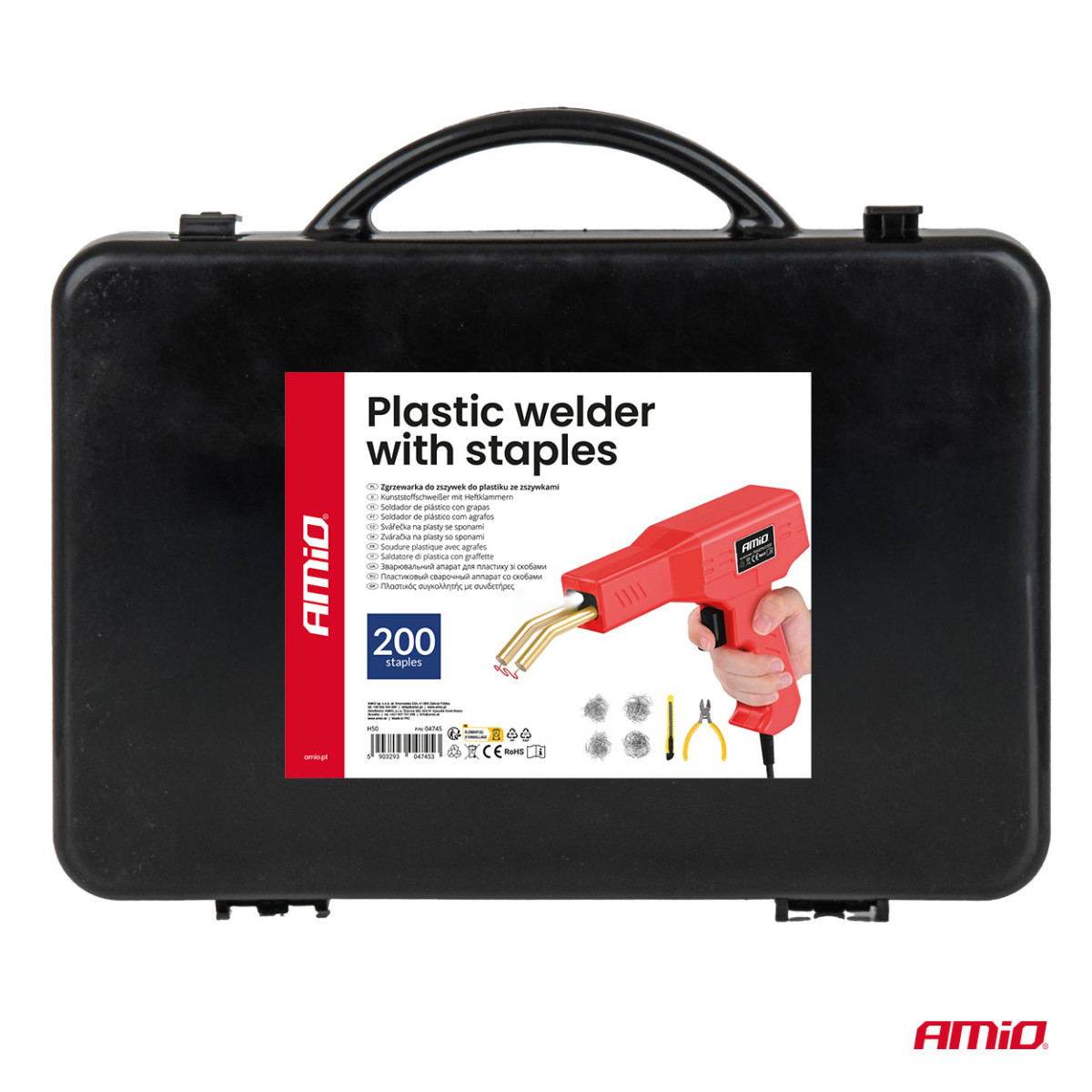 Plastmasas metināšanas komplekts ar klipšiem, 200 gab. AMIO-04745