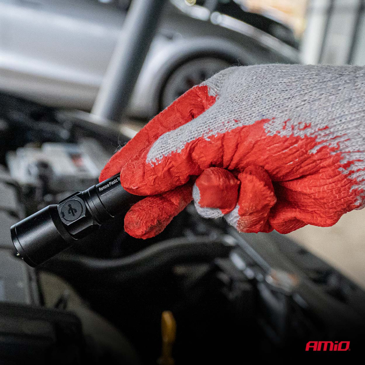 Poliestera-kokvilnas darba cimdi ar lateksu, 9. izmērs, 10 gab., AMIO-04630