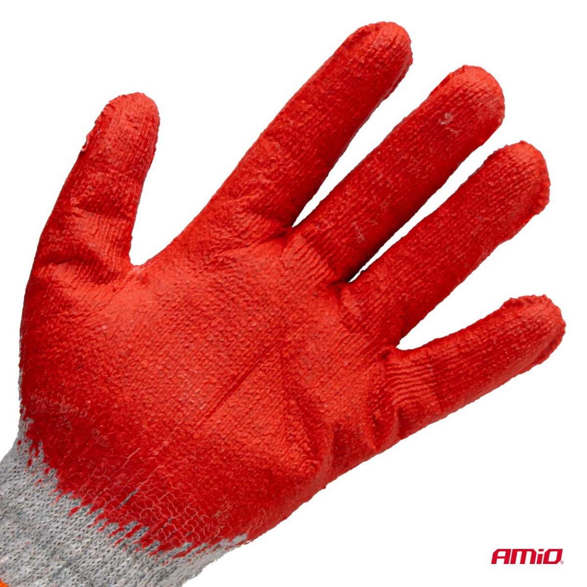 Poliestera-kokvilnas darba cimdi ar lateksu, 9. izmērs, 10 gab., AMIO-04630