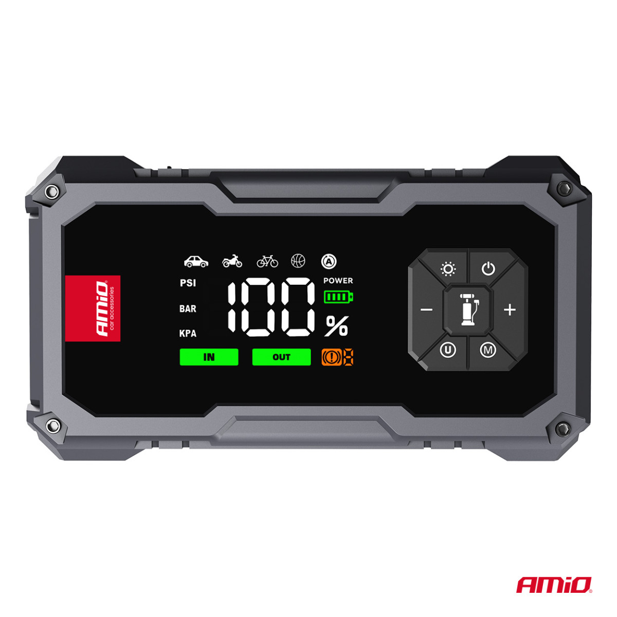 4in1 automašīnas palaišanas/LED/kompresora/ārējā akumulatora akumulators 12V 7.2Ah 600A PRO AMIO-04674