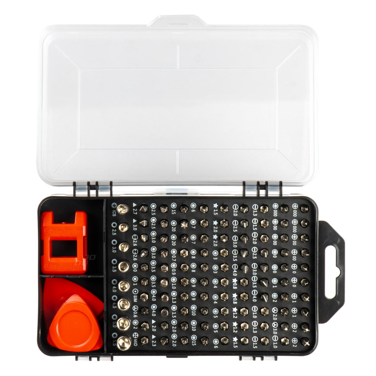 Precīzijas skrūvgriežu un uzgaļu komplekts, 115 gab., AMIO-03135