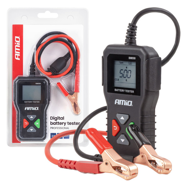 Profesionāls digitālais akumulatora testeris, 2-220 Ah, 6 V / 12 V / 24 V, AMIO-04920