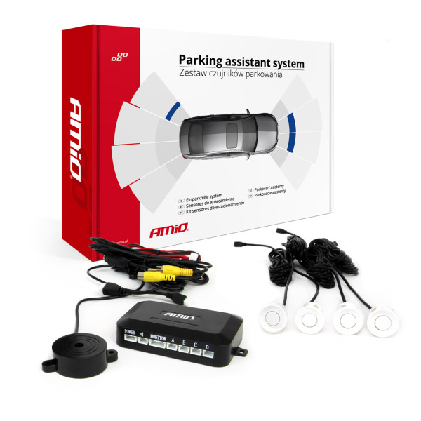 Parkošanās sensoru komplekts kamerai un LCD displejam, balts 22 mm AMIO-02991