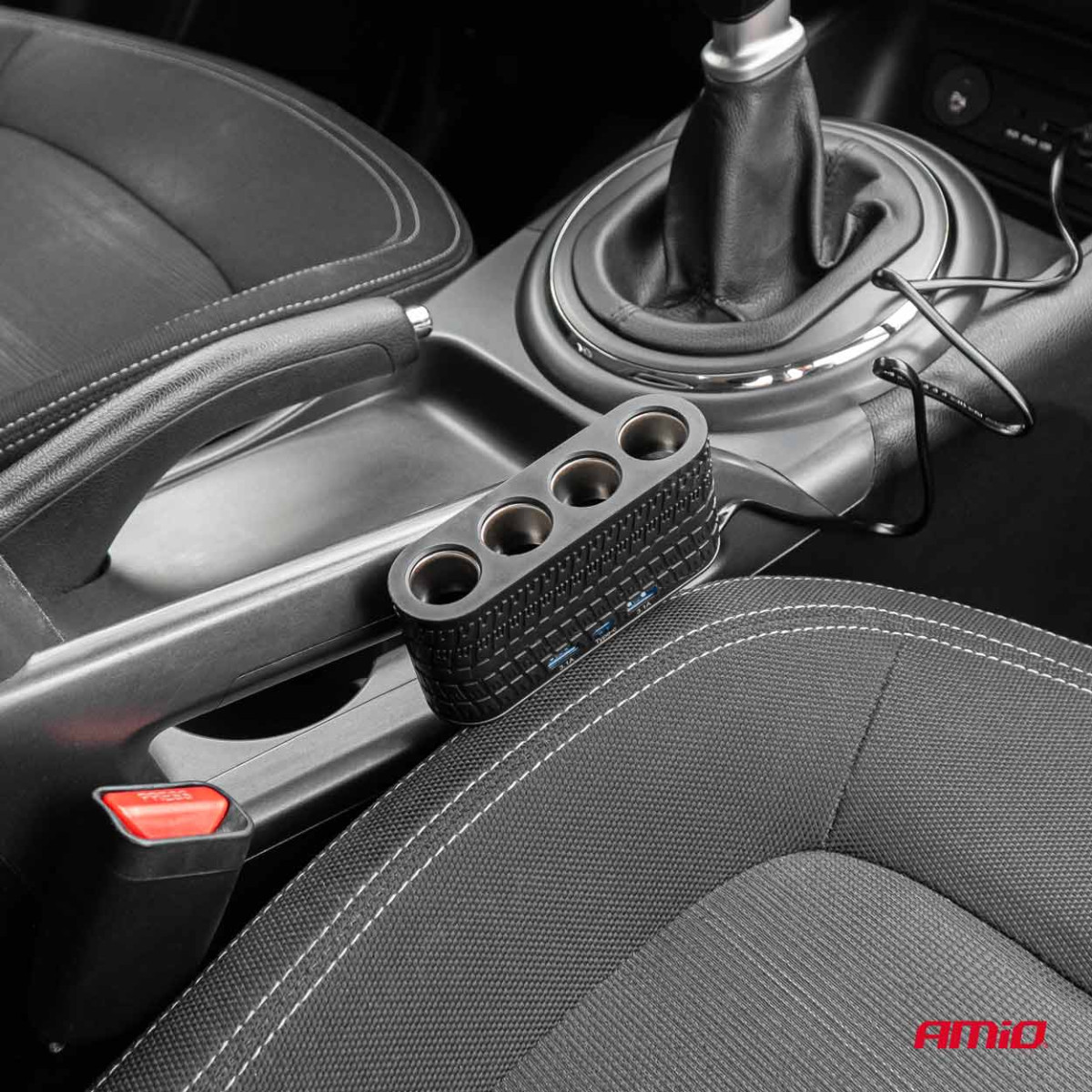 Četru kontaktligzdu pagarinātājs ar lādētāju 2x USB-A + 1x USB-C 12/24V 120W 80 cm AMIO-04367