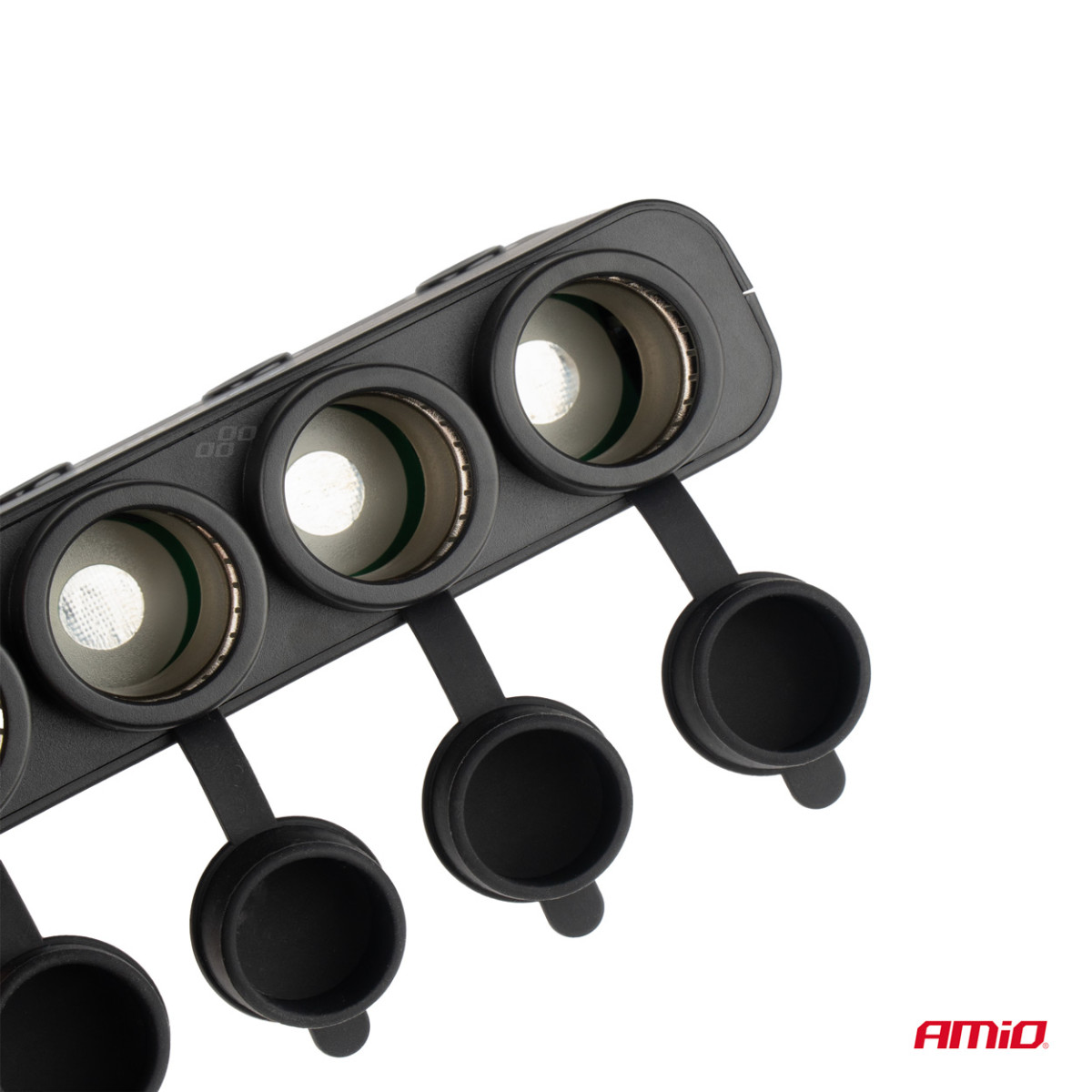 Automašīnas 4 kontaktligzdu pagarinātājs ar PD 30W un QC3.0 12/24V, maks. 216W AMIO-04175