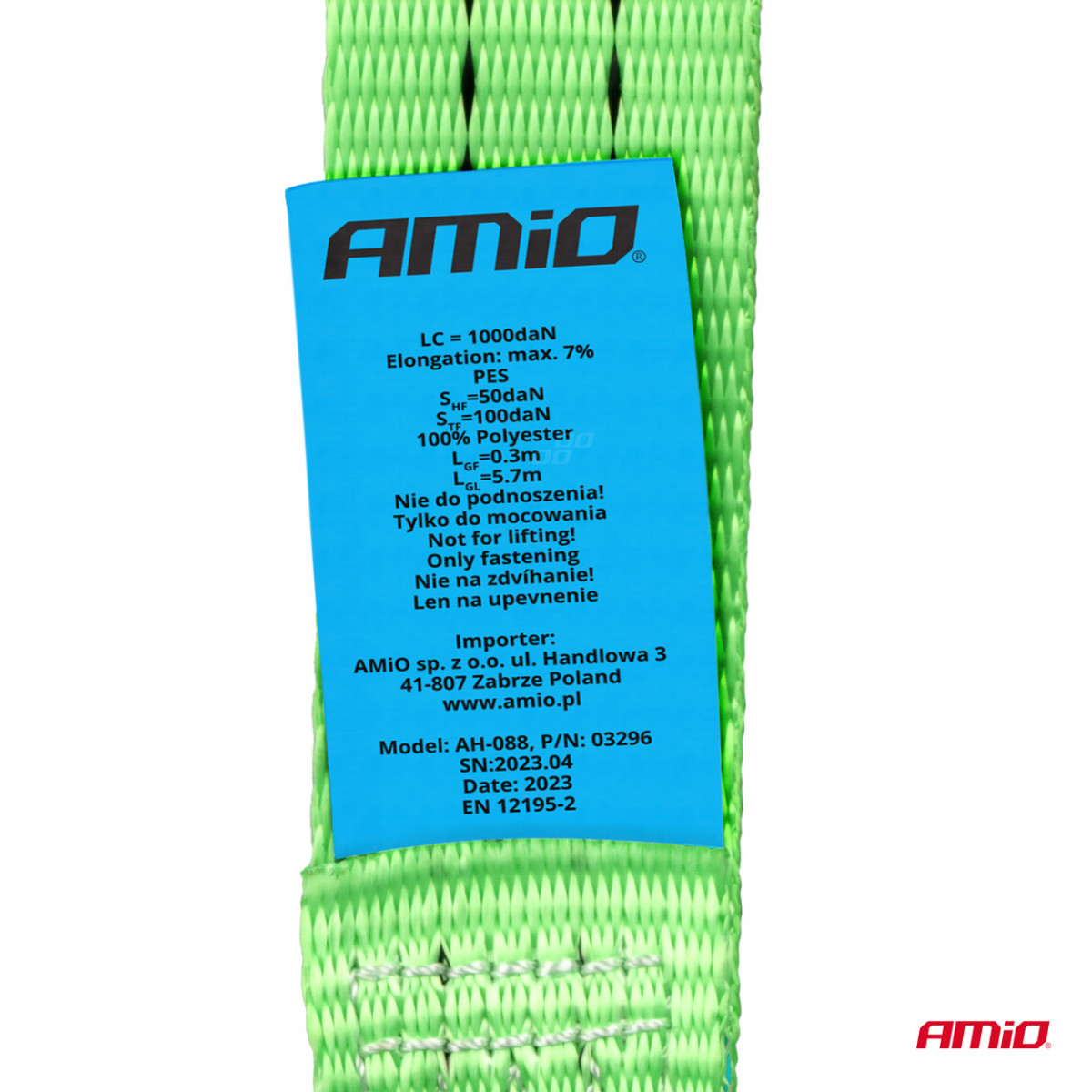 Kravas nostiprināšanas siksna ar spriegotāju 2000 kg, 6 m x 38 mm, AMIO-03296