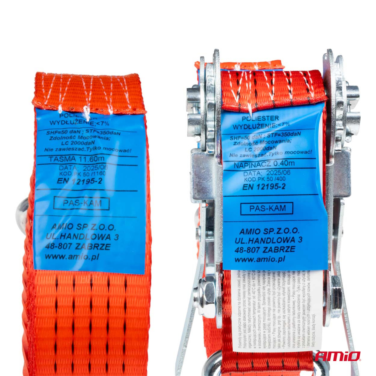 Kravas nostiprināšanas siksna ar spriegotāju 5000 kg, 12 m x 50 mm, AMIO-02022