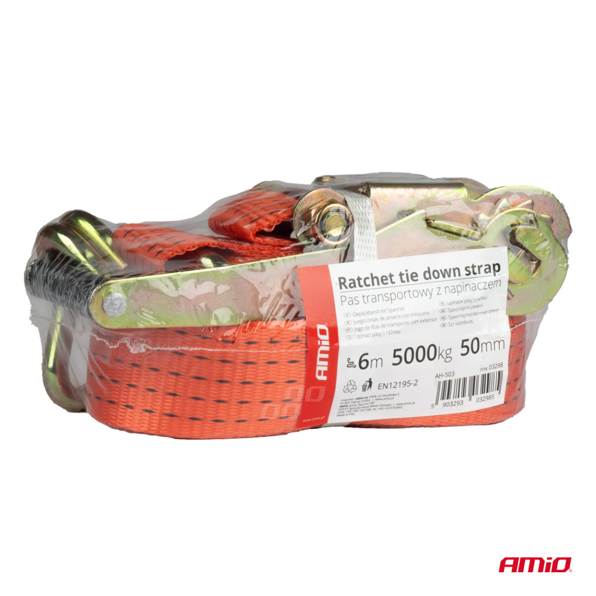 Kravas nostiprināšanas siksna ar spriegotāju 5000 kg, 6 mx 50 mm AMIO-03298