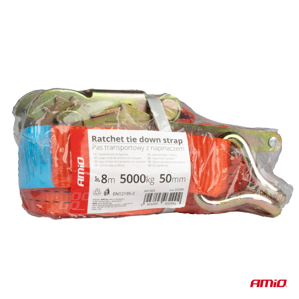 Kravas nostiprināšanas siksna ar spriegotāju 5000 kg, 8 mx 50 mm, AMIO-03299