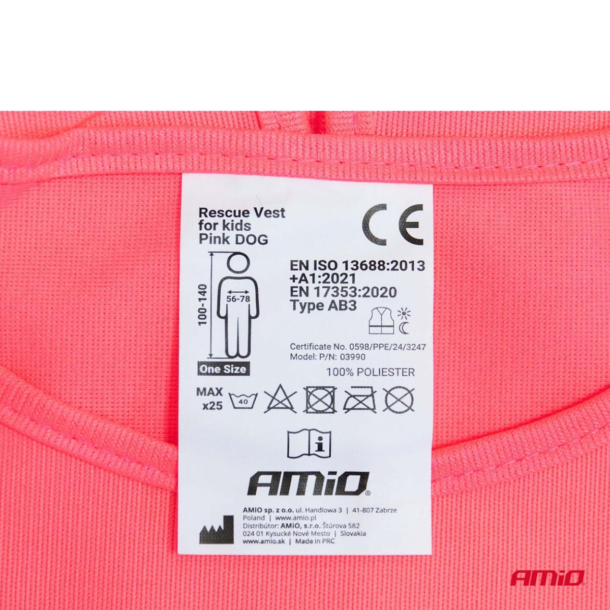 Bērnu atstarojošā veste DOG, rozā AMIO-03990
