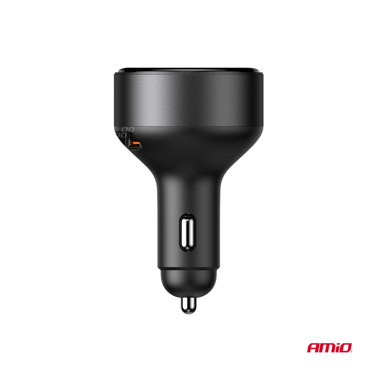 Automašīnas lādētājs ar ievelkamu C kabeli un USB-C 12/24V 60W AMIO-04368