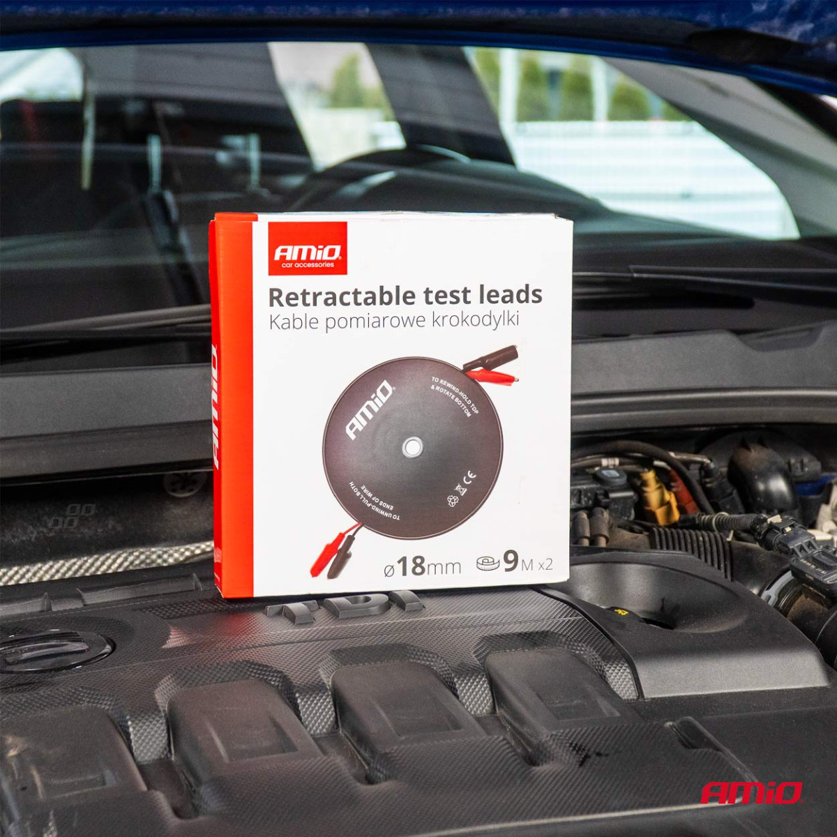 Sarūkoši testa vadi ar krokodila skavām 2 × 9 m AMIO-04275