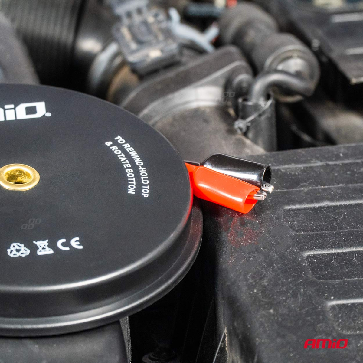 Sarūkoši testa vadi ar krokodila skavām 2 × 9 m AMIO-04275