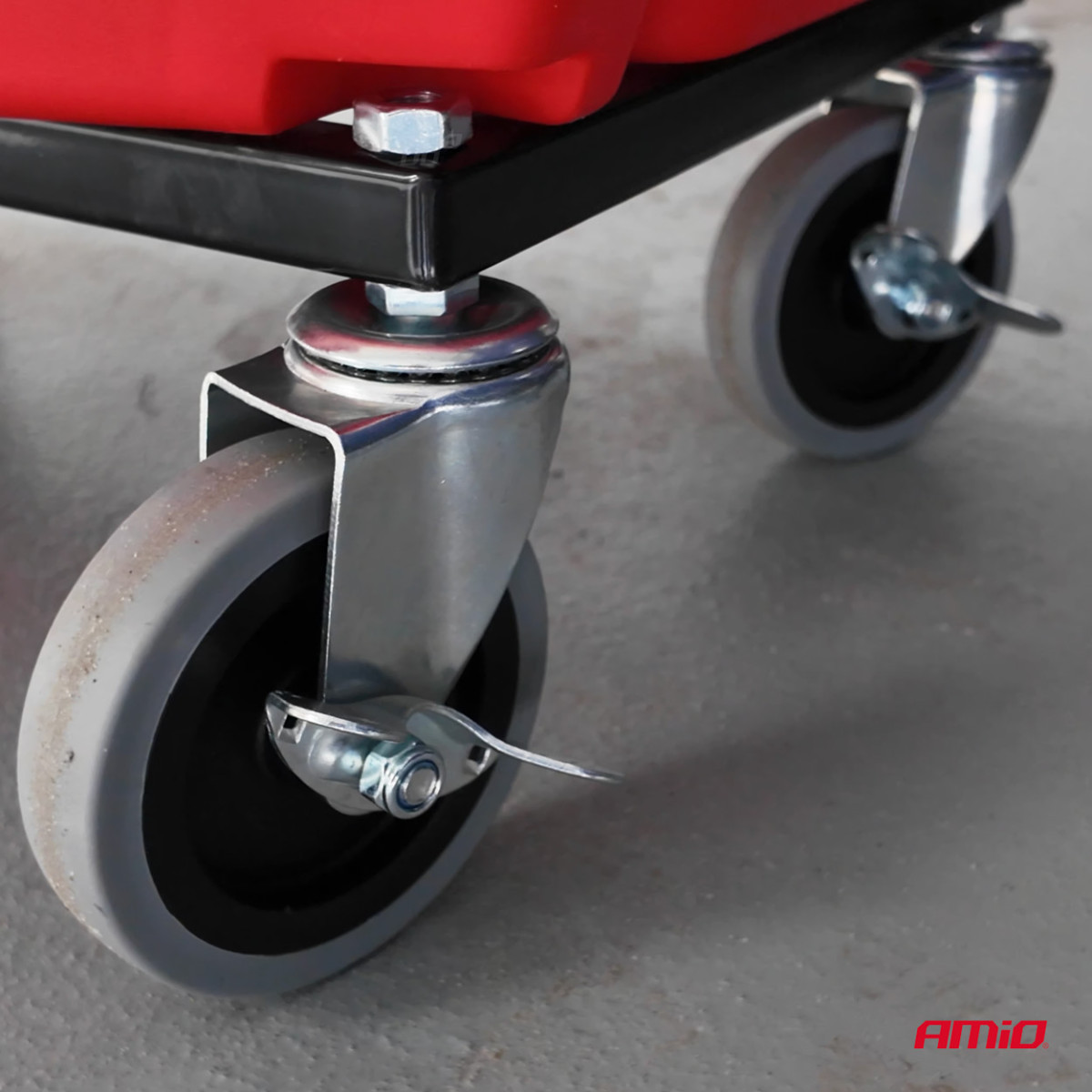 Darbnīcas krēsls uz riteņiem ar instrumentu uzglabāšanas kasti, 135 kg, AMIO-04268