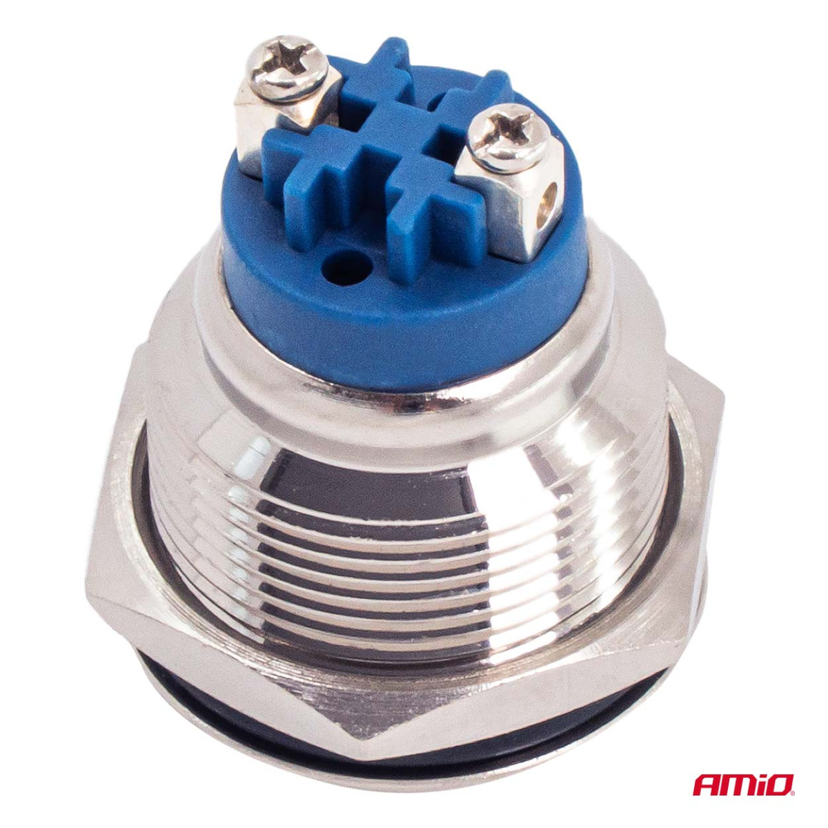 Apaļš metāla slēdzis ON/OFF 19 mm, 5 A, 12/230 V AMIO-04474