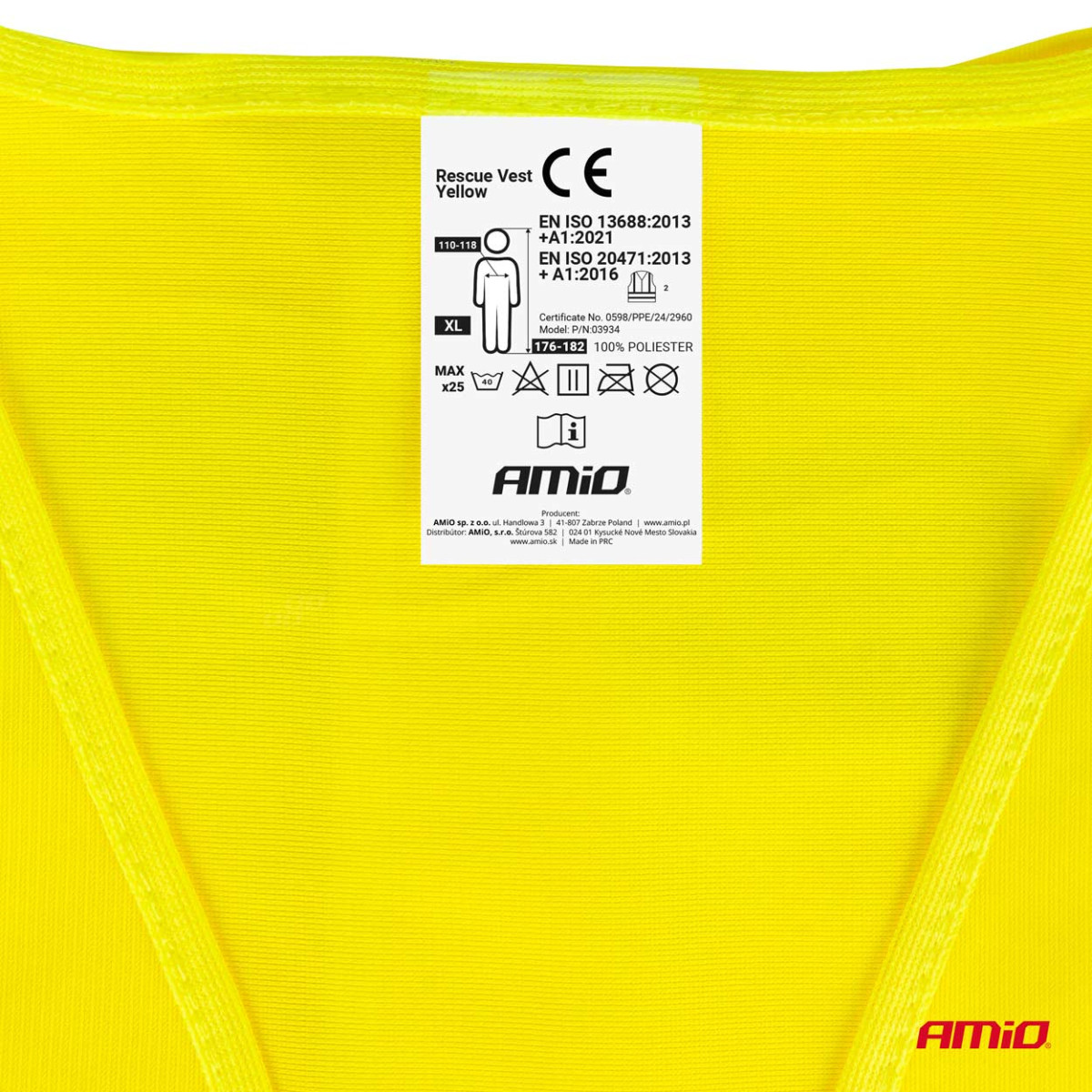 Atstarojošā veste XL, dzeltena AMIO-03934