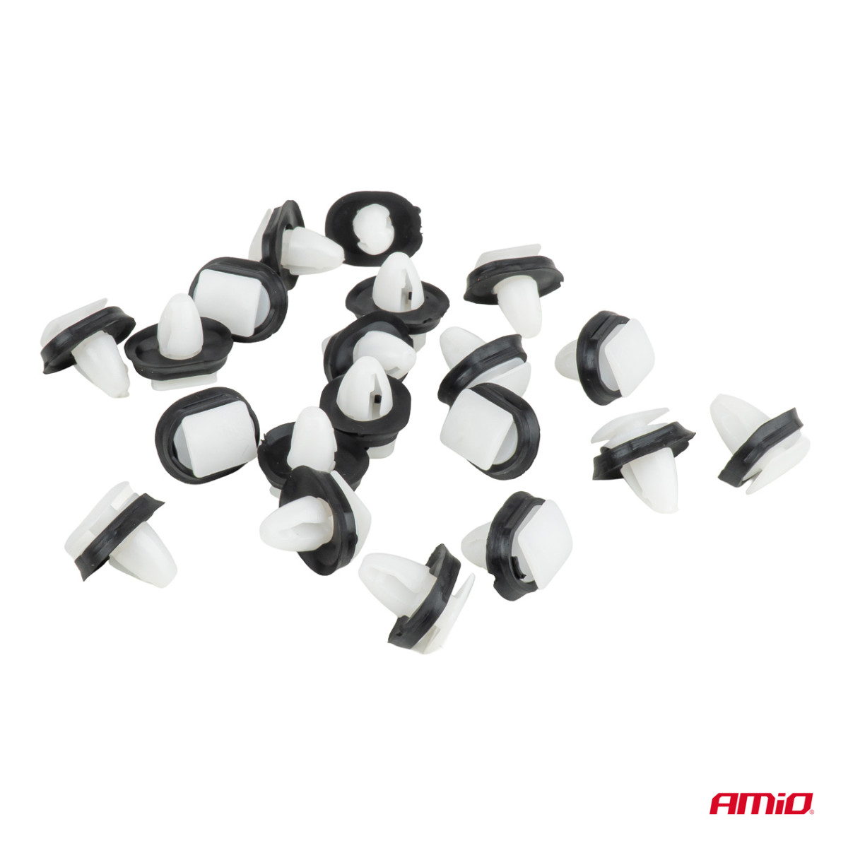 Sānu moldingu klipšu komplekts ar gumijas blīvi Ø 8 mm, 17 mm, 20 gab., AMIO-05046