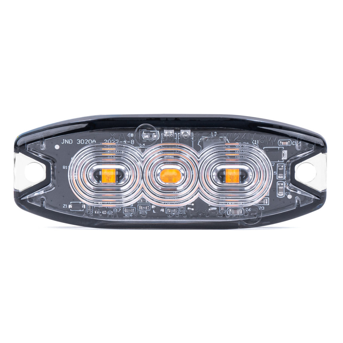 Plakana LED brīdinājuma gaisma Slim Amber 3x3W LED R65 R10 12/24V IP67 AMIO-02297