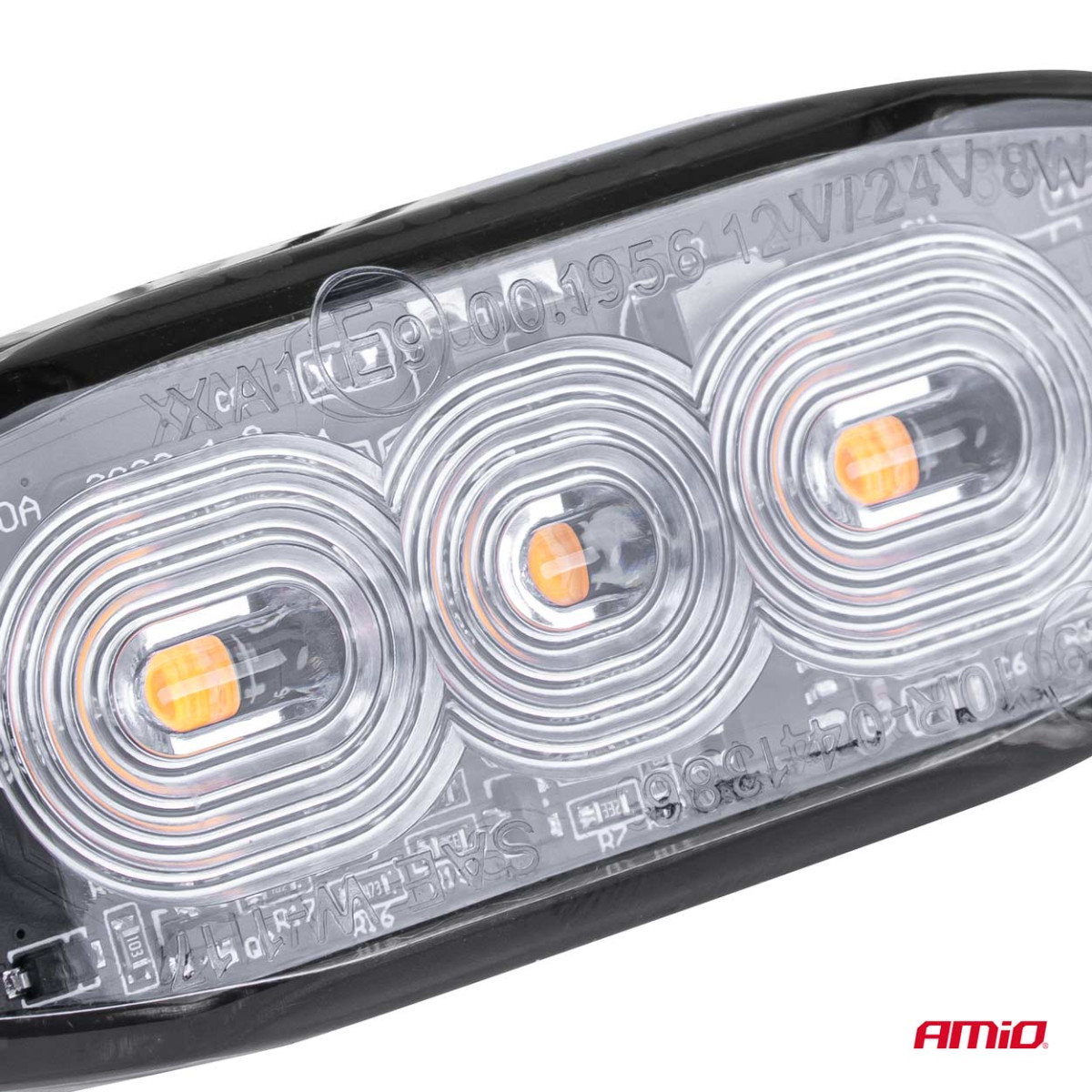 Plakana LED brīdinājuma gaisma Slim Amber 3x3W LED R65 R10 12/24V IP67 AMIO-02297