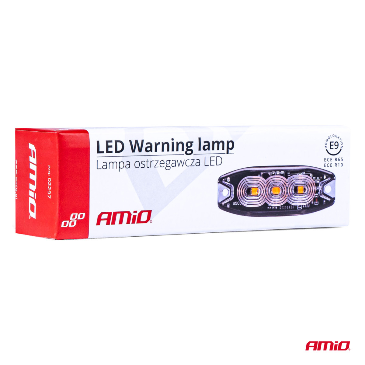 Plakana LED brīdinājuma gaisma Slim Amber 3x3W LED R65 R10 12/24V IP67 AMIO-02297