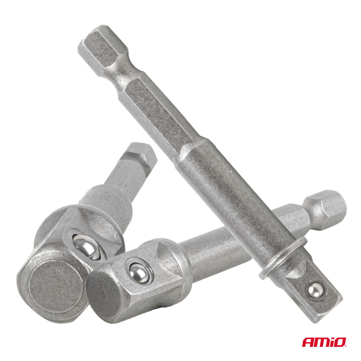 Uzgaļu adapteru komplekts skrūvgriezim, 1/4" HEX, 1/4" / 3/8" / 1/2", 3 gab., AMIO-04933