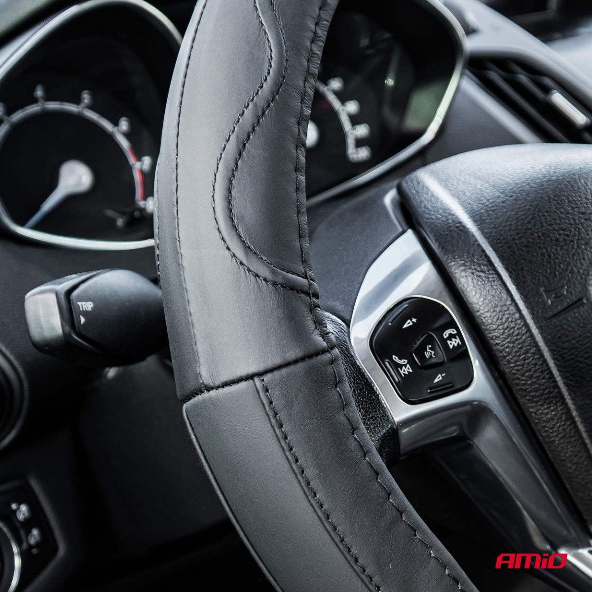 Automašīnas stūres pārvalks 35-37 cm, īsta āda, SWC-49-S