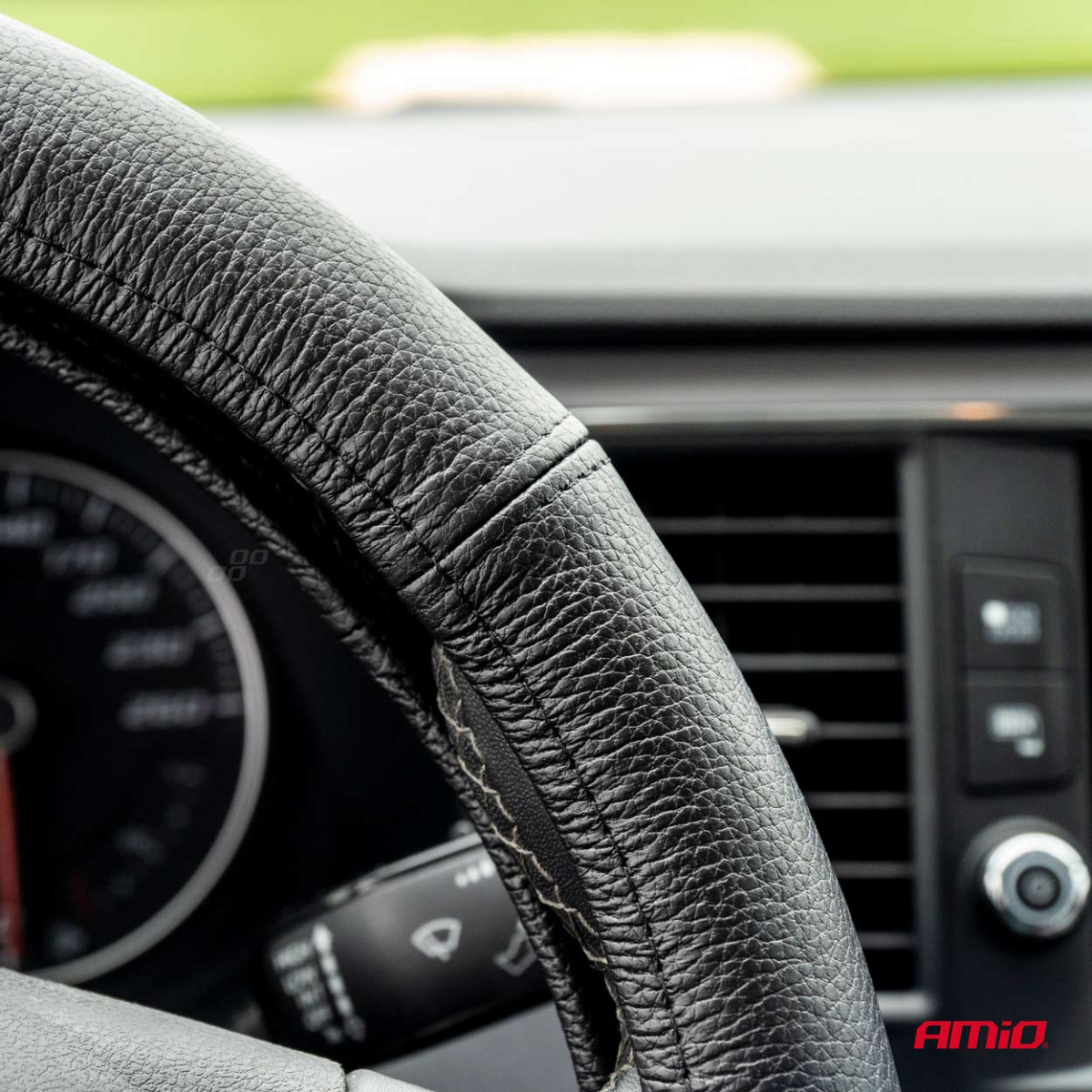 Stūres rata pārvalks ar īstu ādu 47-49 cm, XXXL