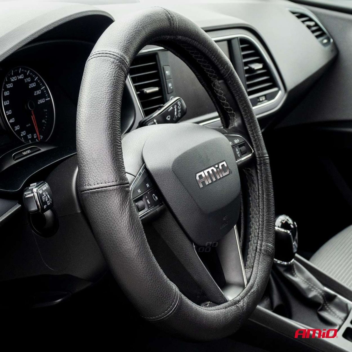 Stūres rata pārvalks ar īstu ādu 47-49 cm, XXXL