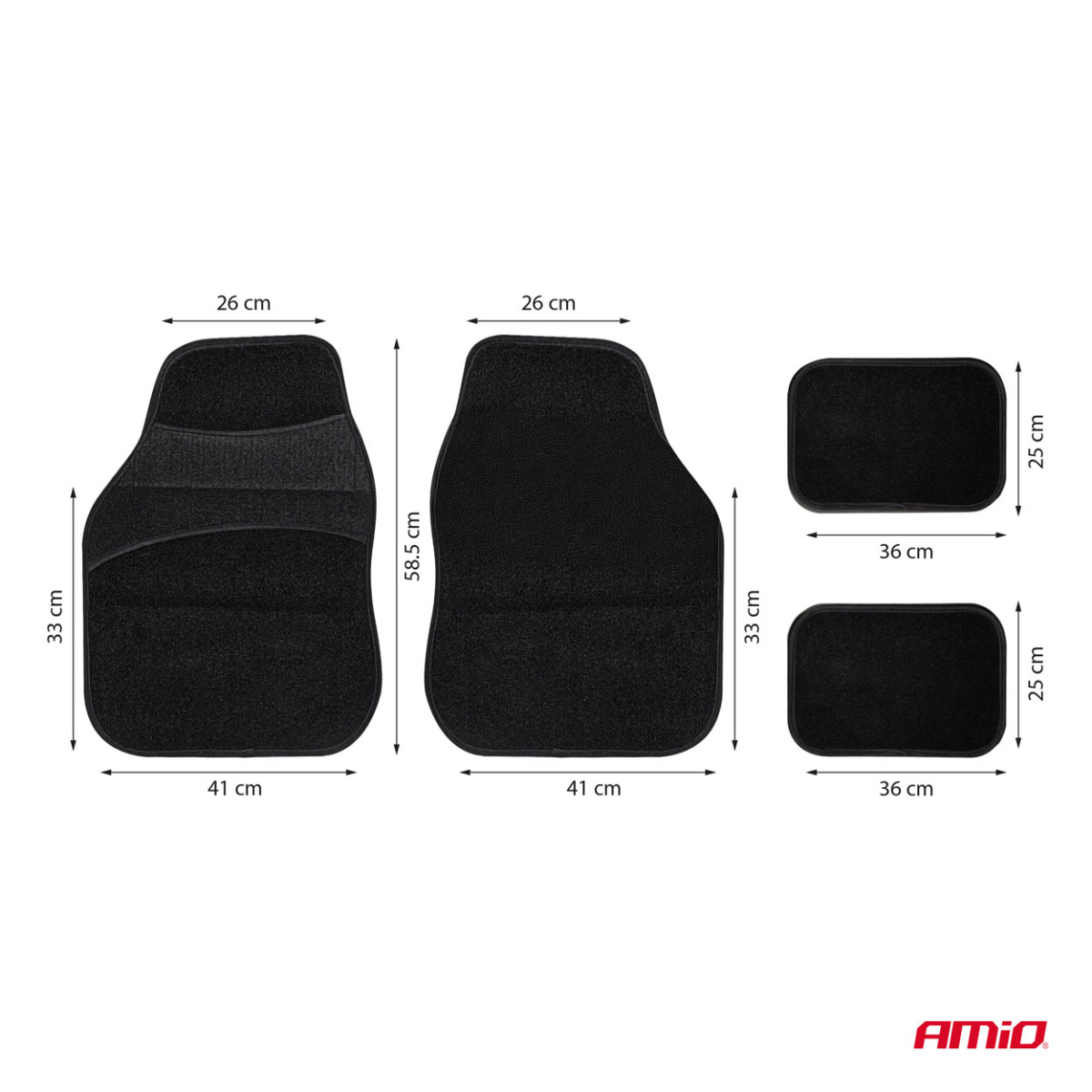 Universāli tekstila (velūra) paklājiņi TCM-02, 59x42 cm / 27x36 cm AMIO-04696