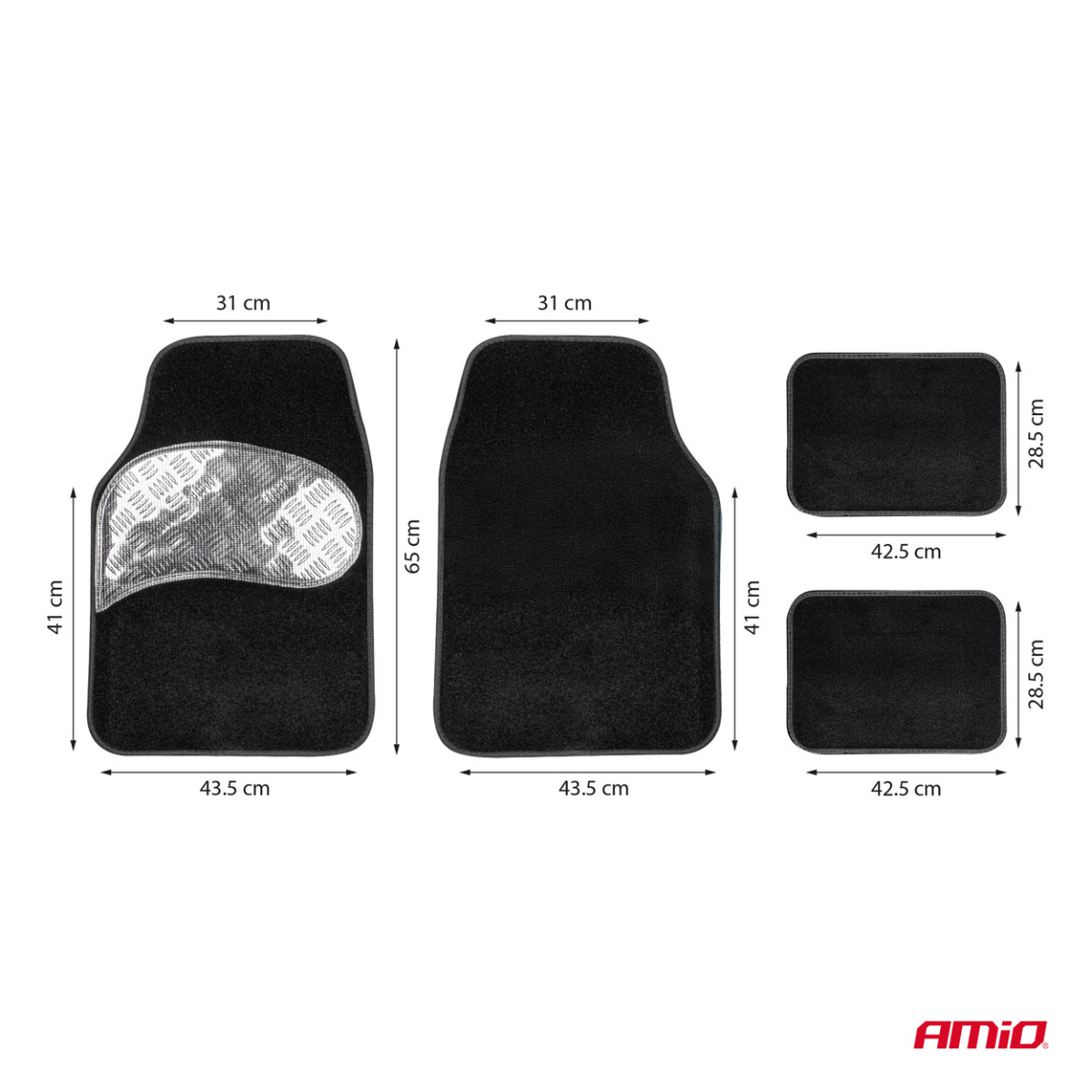 Universālie tekstila (velūra) paklājiņi TCM-06, 65×43 cm / 42×28 cm, AMIO-04700