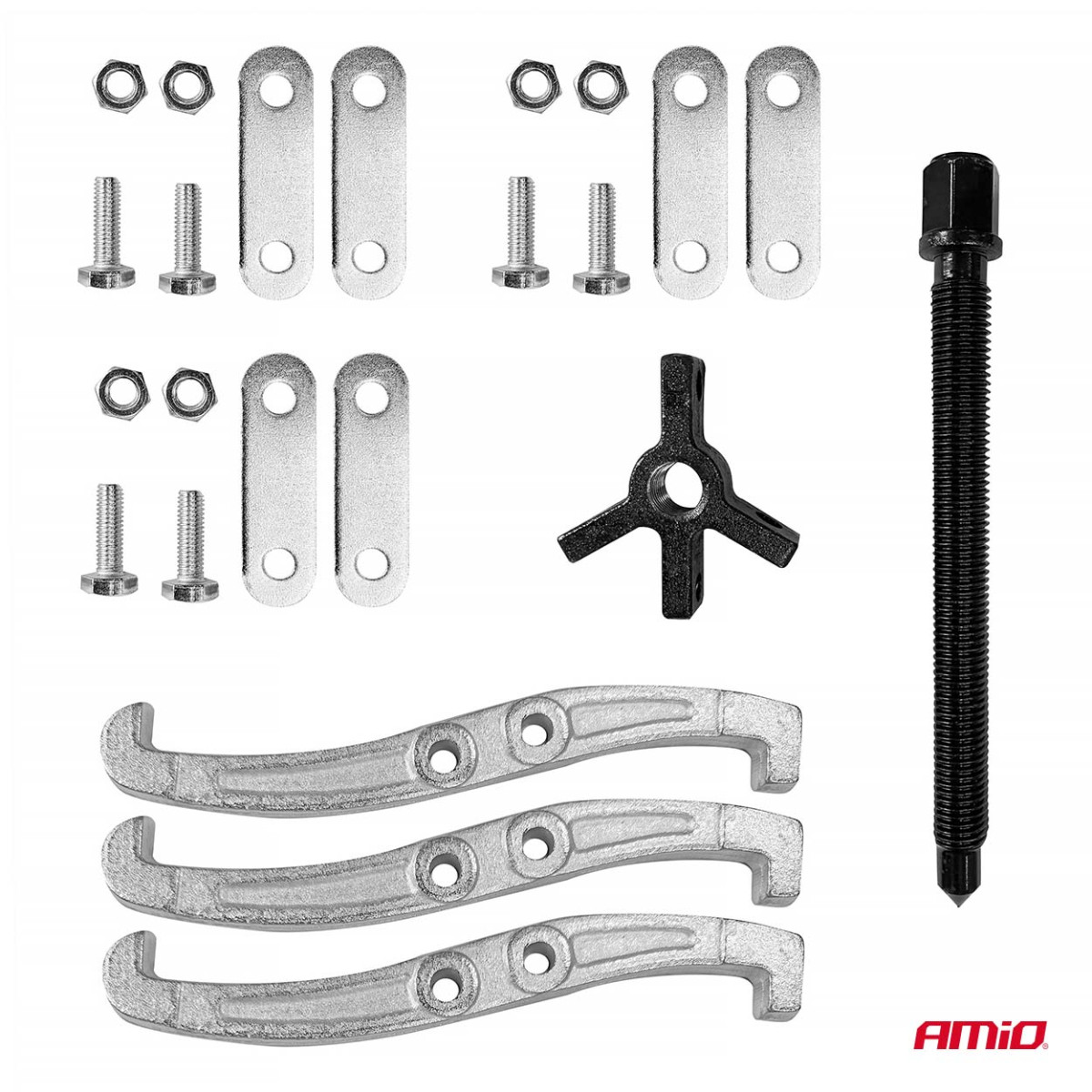 Trīsroku gultņu, skriemeļa, spararata un zobratu novilcēju instrumentu komplekts AMIO-04755