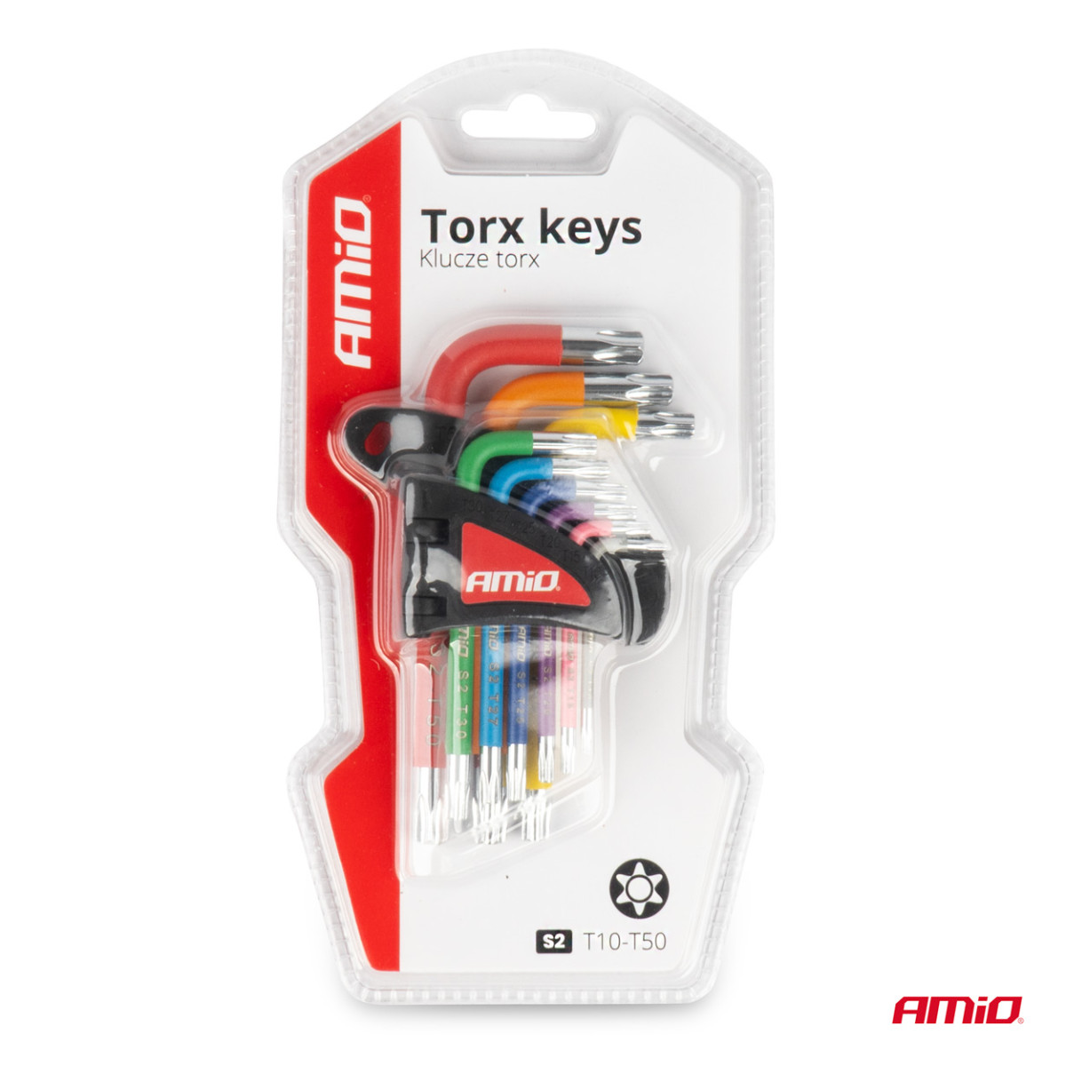 Īsās TORX atslēgas, 9 gab., S2 AMIO-04300