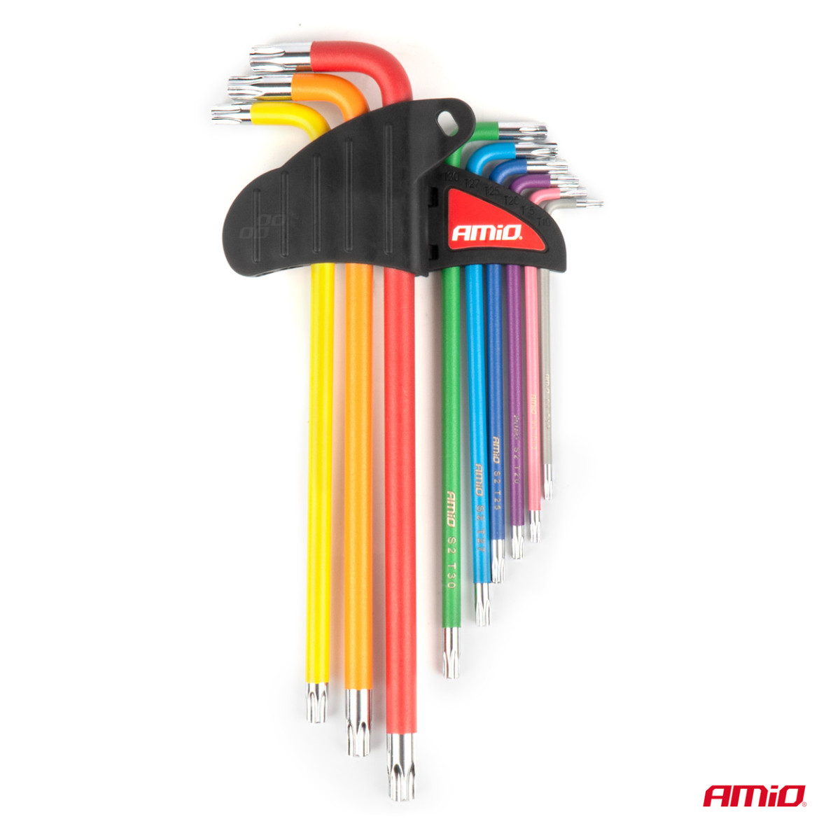 TORX atslēgas (zvaigznes), īpaši garas, 9 gab., S2 tērauds, AMIO-04301