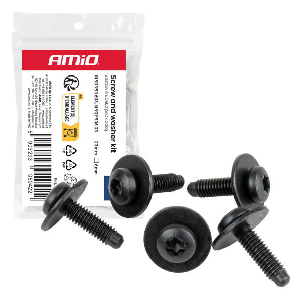 Torx skrūvju un paplākšņu komplekts Ø 6 mm, 23 mm, 5 kompl., AMIO-05042