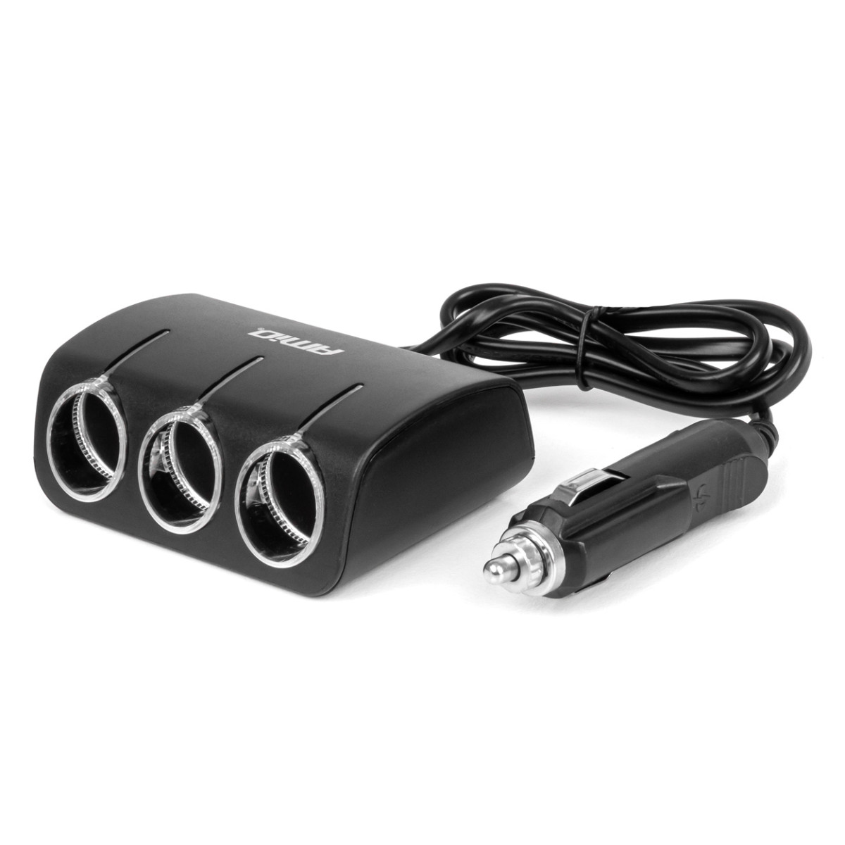 Trīs kontaktligzdu cigarešu šķiltavas pagarinātājs 12/24V 120W 80 cm AMIO-04359