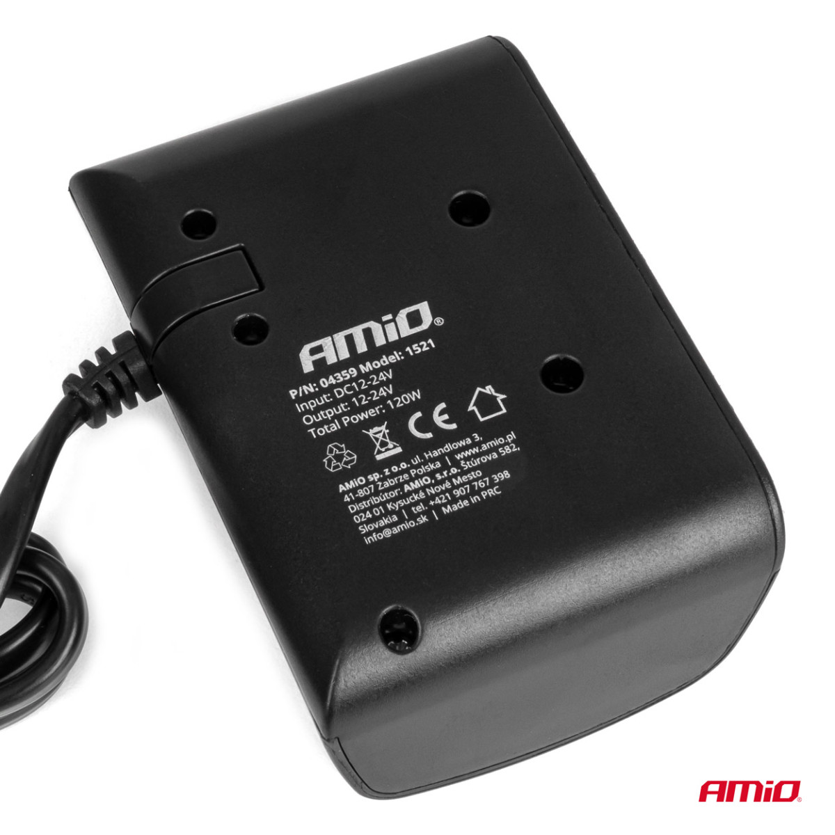 Trīs kontaktligzdu cigarešu šķiltavas pagarinātājs 12/24V 120W 80 cm AMIO-04359