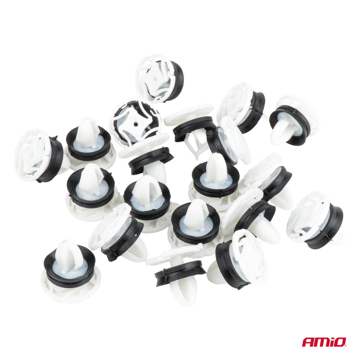Apdares klipšu komplekts ar gumijas blīvi 20 mm, Ø 9 mm, 20 gab., AMIO-05029