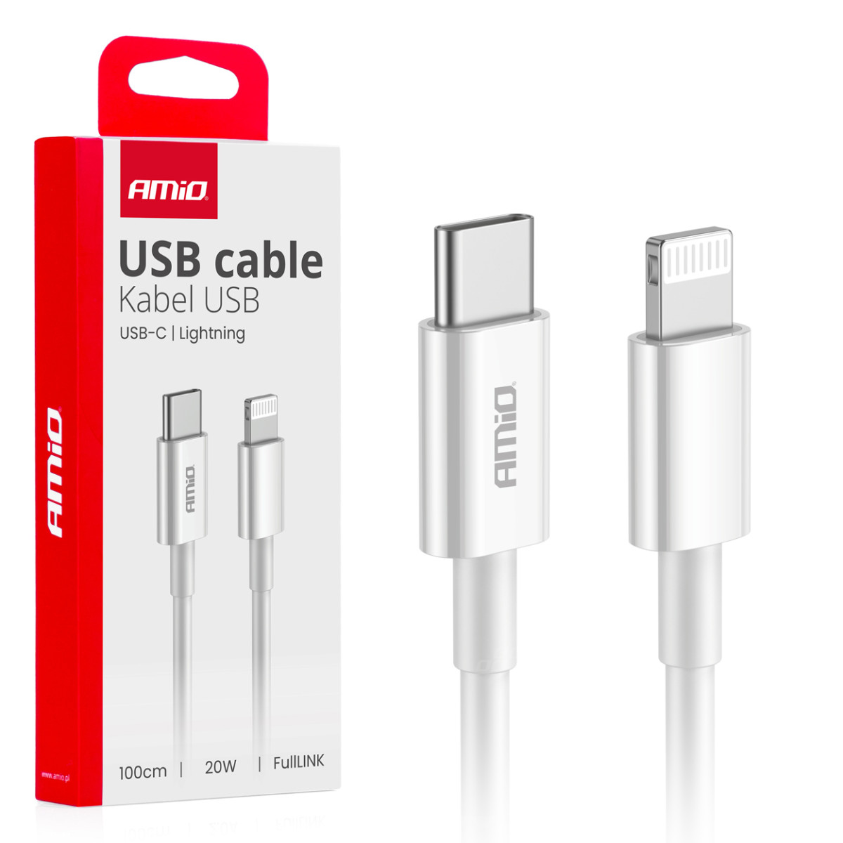 USB-C - Lightning kabelis 20W 100cm FullLINK AMIO-03898