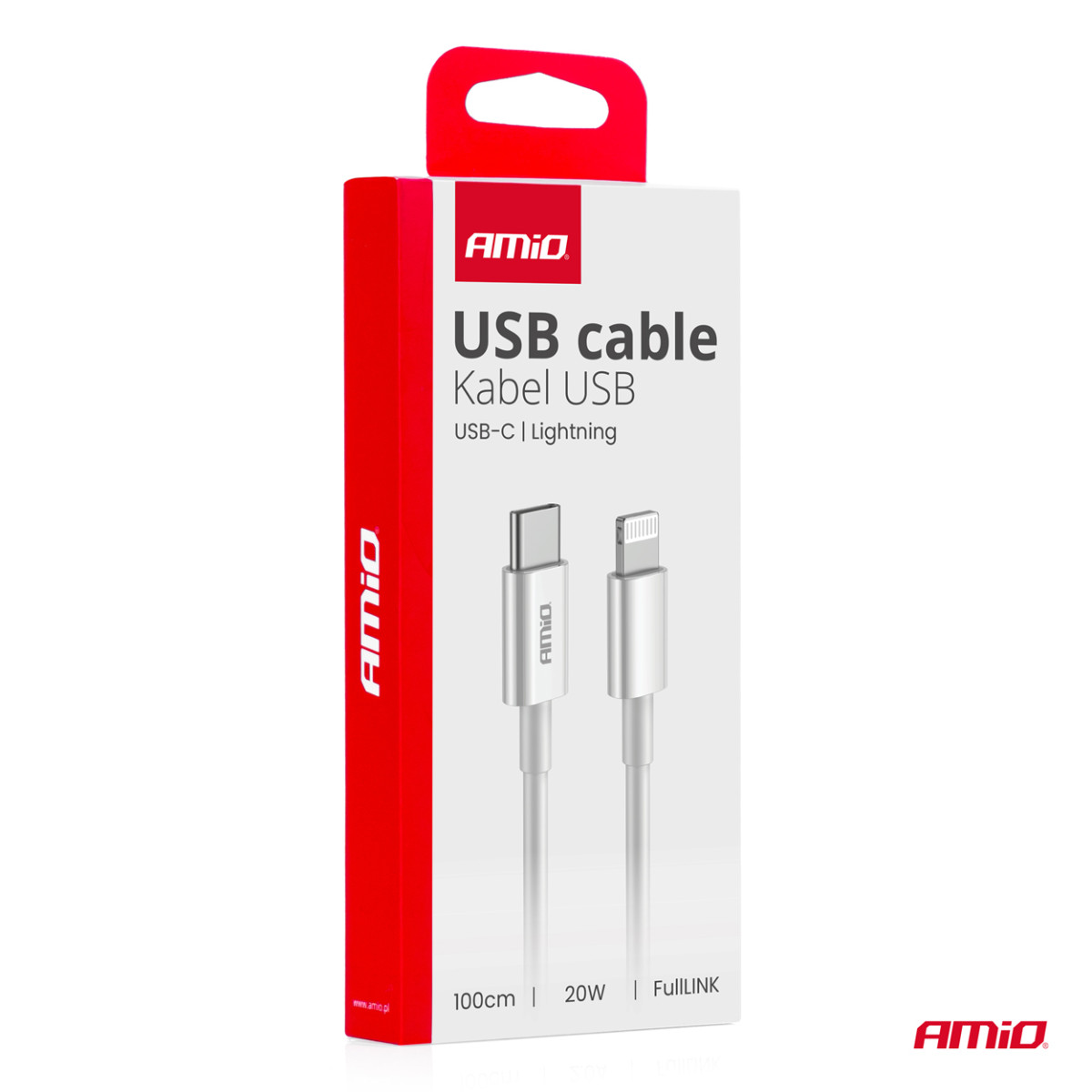 USB-C - Lightning kabelis 20W 100cm FullLINK AMIO-03898