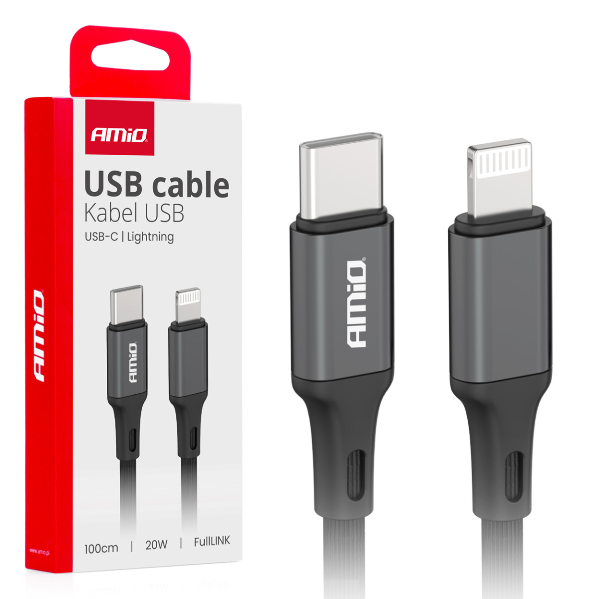 USB-C - Lightning kabelis PD 20W 100 cm FullLINK AMIO-03904