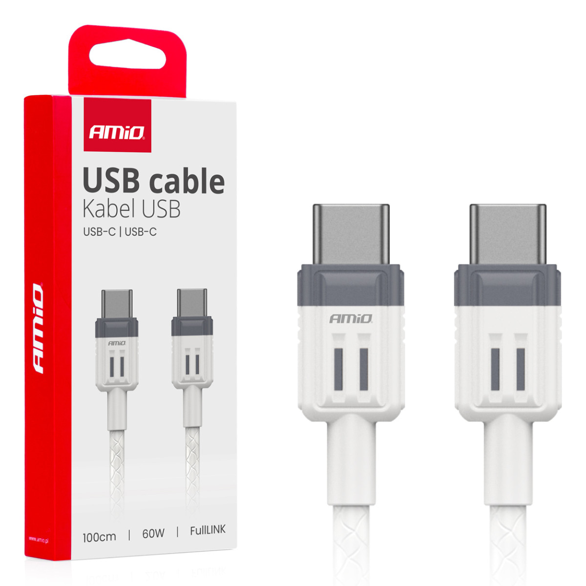 USB-C uz USB-C kabelis 60W 100cm FullLINK AMIO-03908