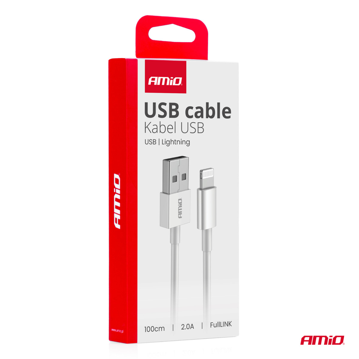 USB - Lightning kabelis 2A 100cm FullLINK AMIO-03895