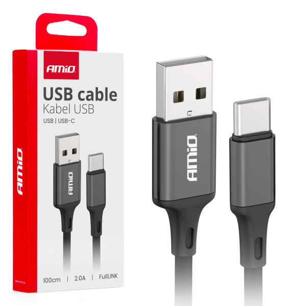 USB - USB-C kabelis 2A 100cm FullLINK AMIO-03899
