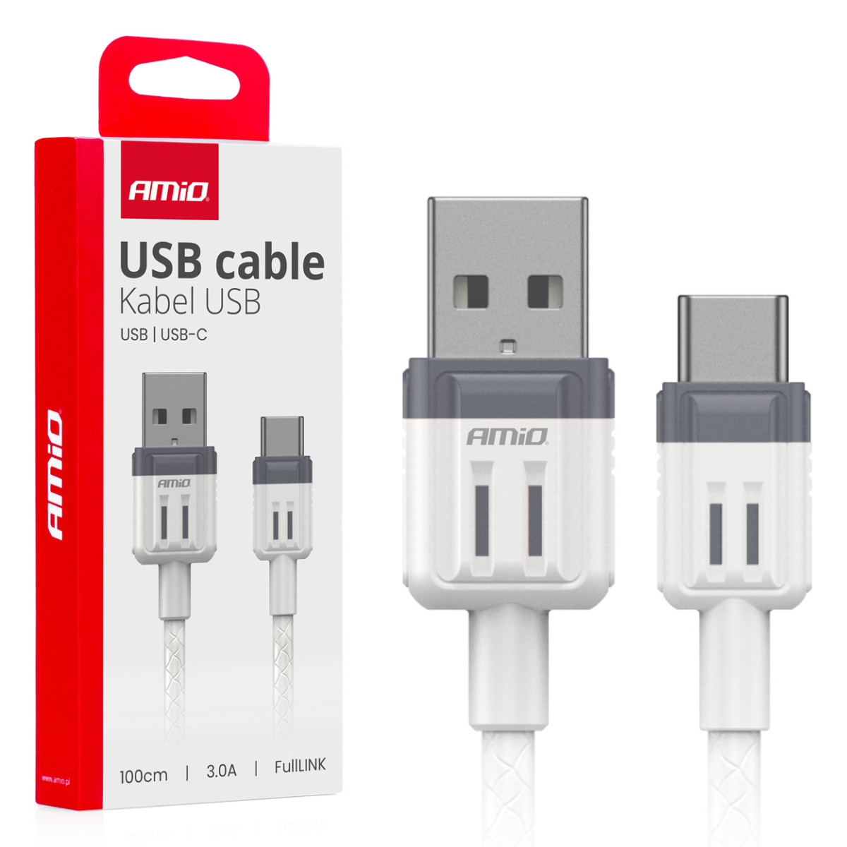 USB uz USB-C kabelis 3A 100cm FullLINK AMIO-03905